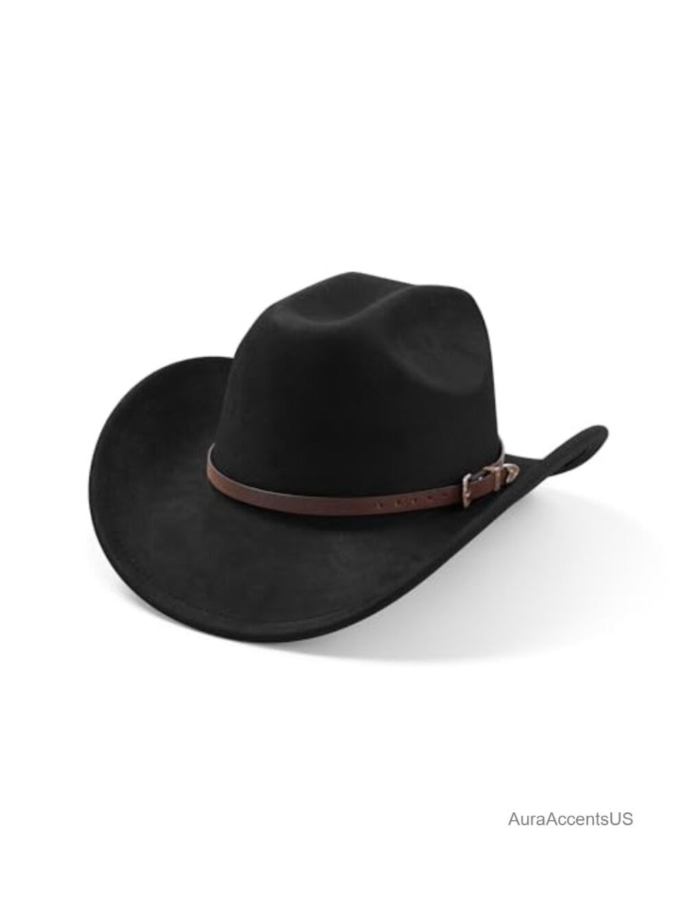 Wide Brim Felt Faux Suede Cowboy Hat Adjustable Western Ranch